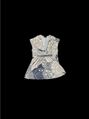 Express Boho Tunic Top Womens M Empire Waist Flowy V Neck Printed Blouse